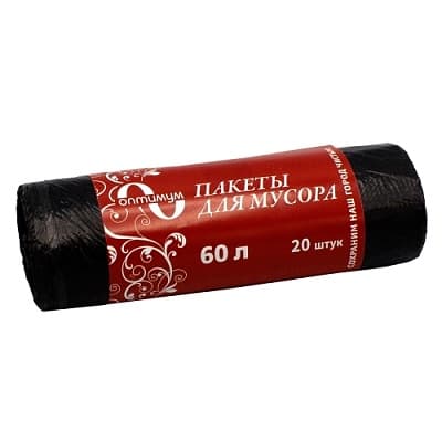 Мешки для мусора 60 л, 20 шт. в рулоне